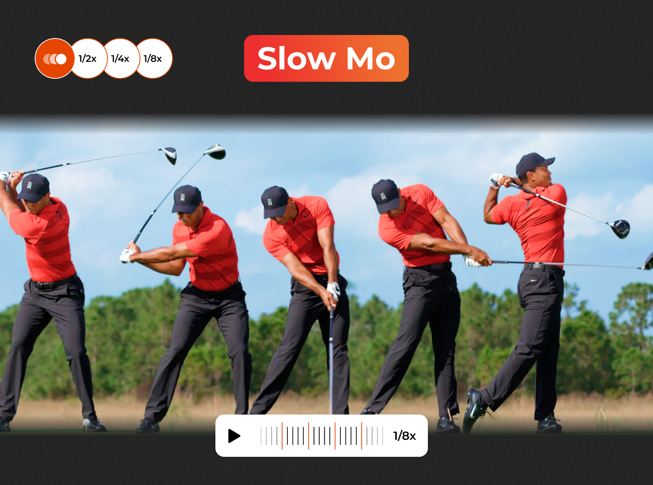 Golfer using slo mo video analysis