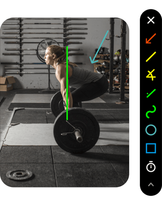 woman weightlifting in gym using coachnow's annotation tools