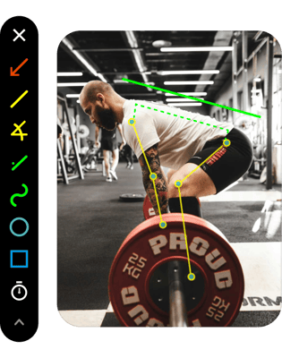 CoachNow annotation and skeleton tracking with weightlifter deadlifting