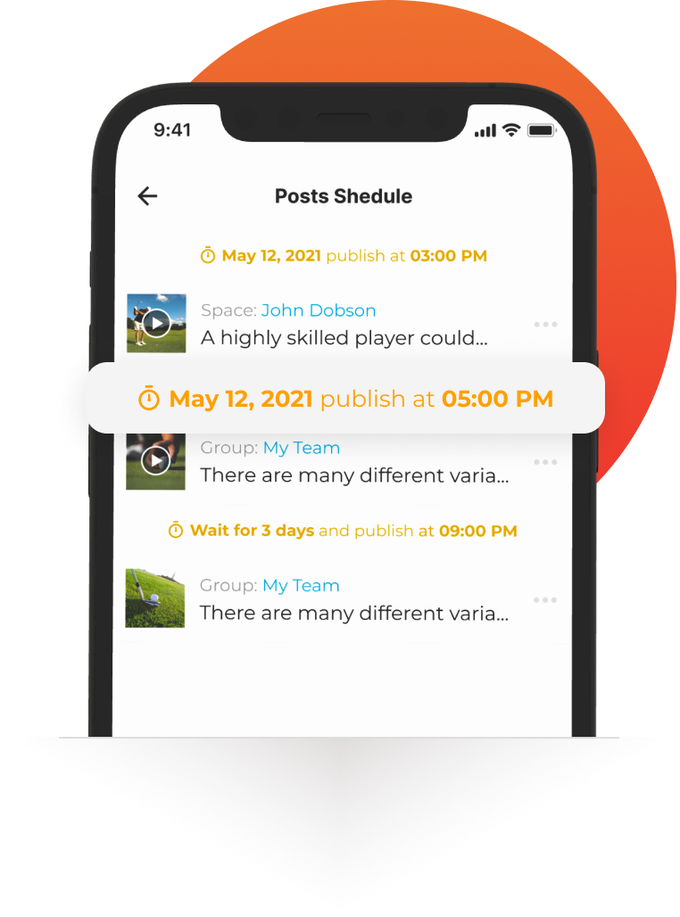 iphone showing post schedule in coachnow app