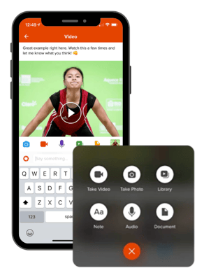 iphone showing a post within coachnow app