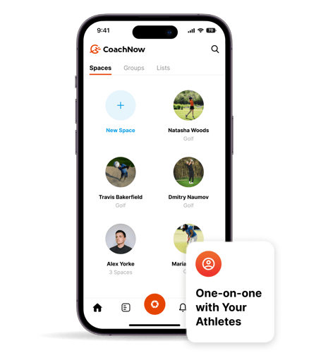 iphone showing spaces feature in coachnow app