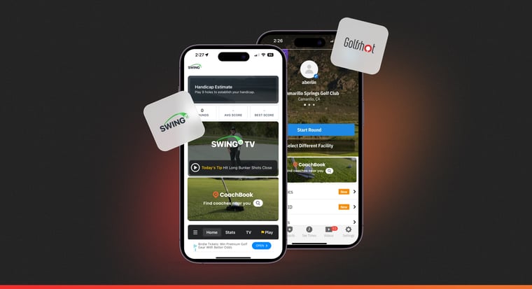 Athlete view of CoachBook when they're using SwingU and Golfshot on their mobile phone
