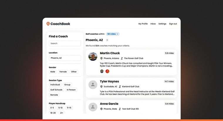 Athlete view of your profile in coachbook on their desktop