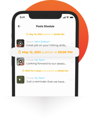 iphone showing posts schedule in coachnow app