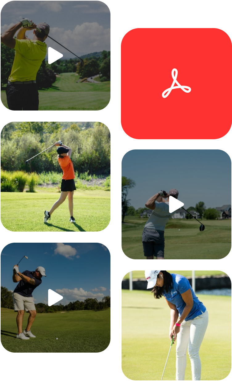 5 images of golfers outside swinging golf clubs