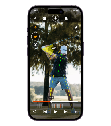 iPhone showing golfer swinging golf club outside