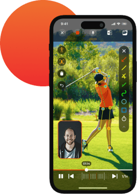 Golfer using coachcam tool in coachnow app