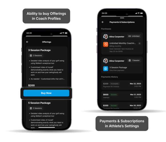 coachnow's billing and programming tools on the iphone