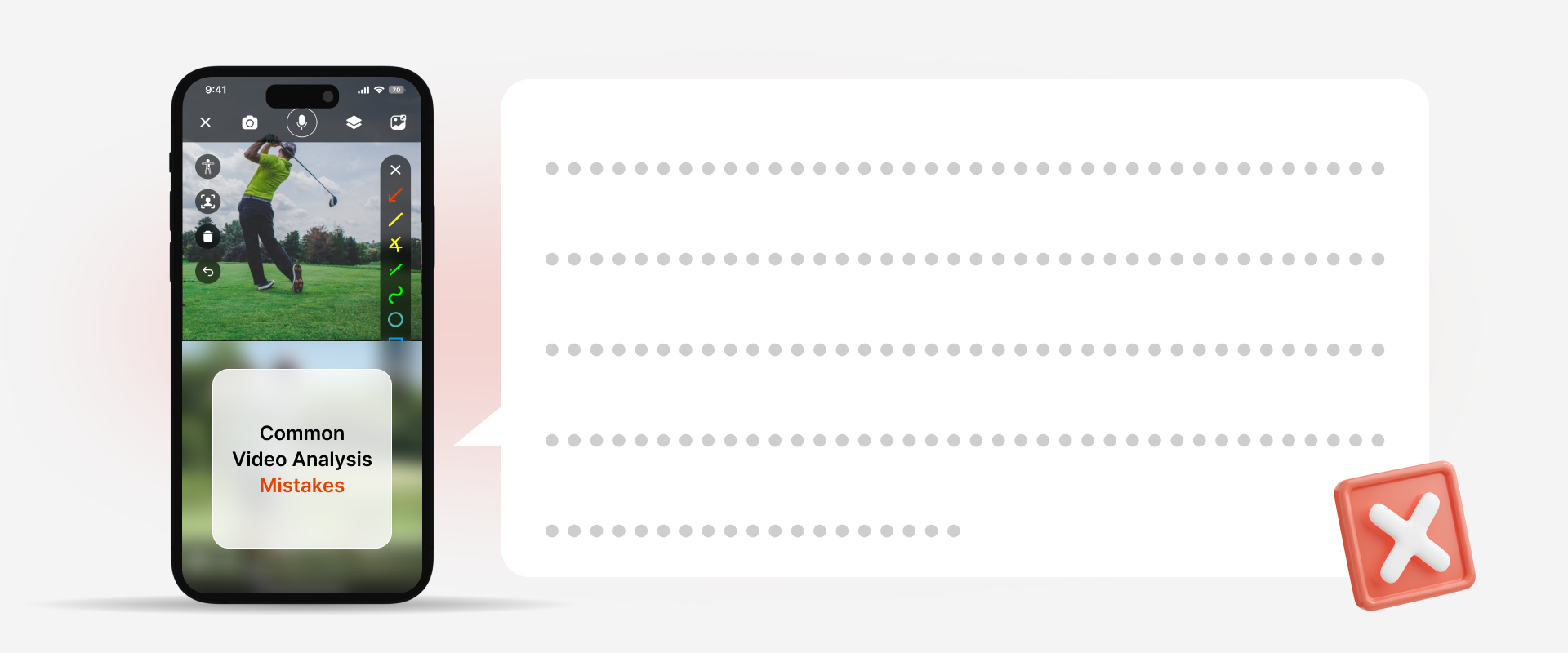 iphone showing a golfer practicing and text that reads "common video analysis mistakes" iphone showing a golfer practicing and text that reads "common video analysis mistakes"